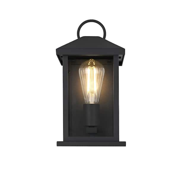 12 in. Black Outdoor Hardwired Wall Sconce with No Bulbs Included