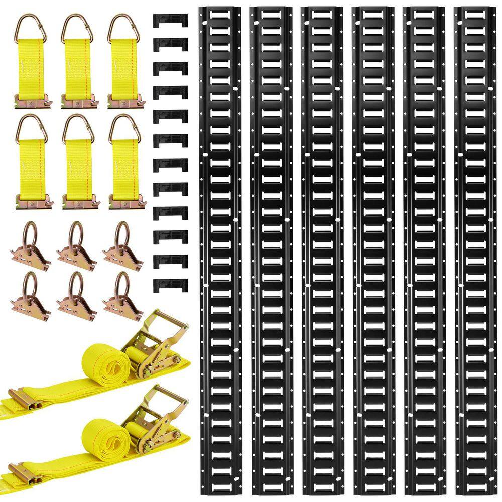 E-Track Tie-Down Rail Kit, 6Pack 5ft. E Track Rails, 26Pcs Includes 2 Ratchet Straps & 6 O-Rings&6 Tie-Offs with D-Ring price history on PriceWatchPro