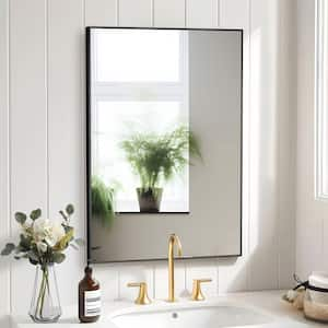 24 in. W x 36 in. H Rectangular Metal Framed Bathroom Wall Mirror in Black