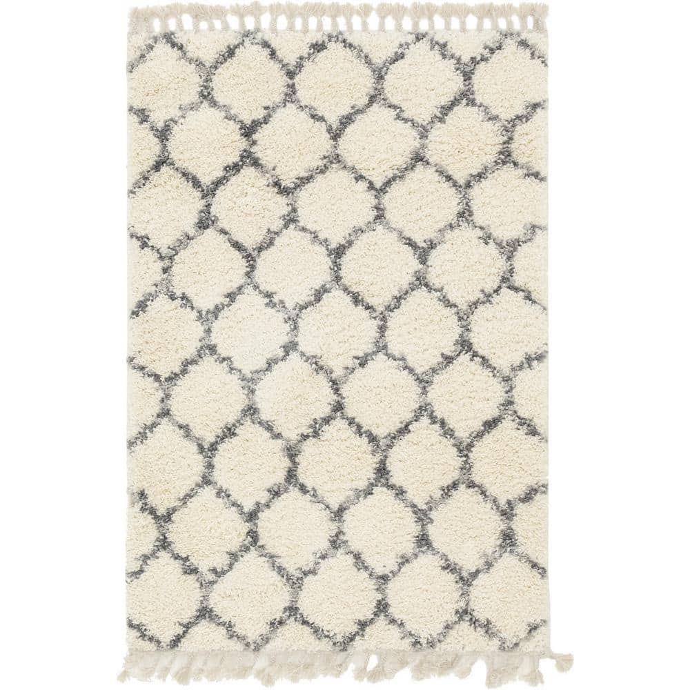 Hygge Shag Trellis Ivory 4 ft. x 6 ft. Area Rug price history on PriceWatchPro