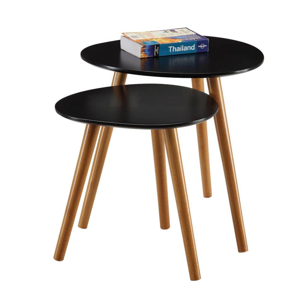 Oslo Black and Natural Wood Nesting End Tables