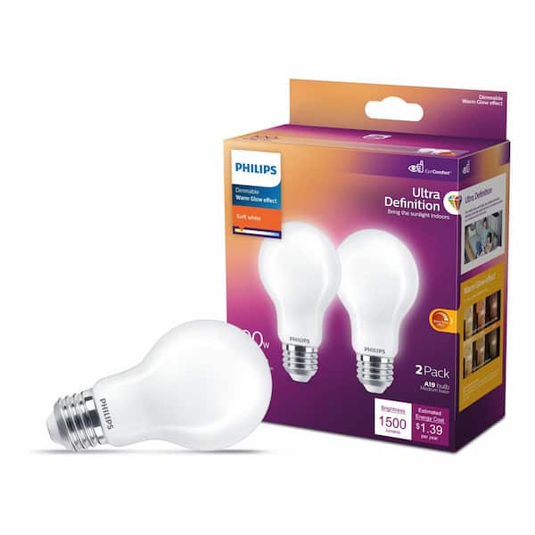 100 Watt-Equivalent Ultra Definition LED Light Bulb A19 A-Style 2700K Soft White 2-Pack