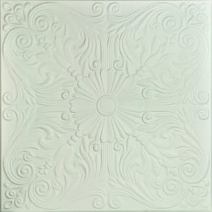 Spanish Silver Hancock Green 1.6 ft. x 1.6 ft. Decorative Foam Glue Up Ceiling Tile (21.6 sq. ft./case)