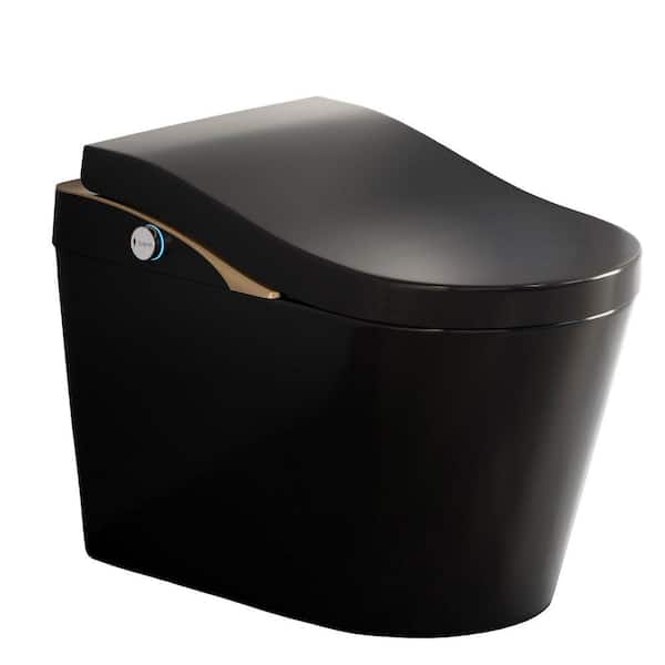 Elongated Smart Bidet Toilet 1.28 GPF in Matte Black with Auto Flush, Auto Open/Close, Heated Seat, Warm Water