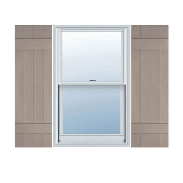 Ekena Millwork 14 in. x 53 in. Lifetime Vinyl TailorMade Four Board Joined Board and Batten Shutters Pair Clay