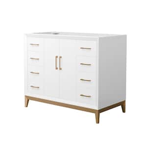 Amici 41.75 in. W x 21.75 in. D x 34.5 in. H Single Bath Vanity Cabinet without Top in White with Satin Bronze Trim