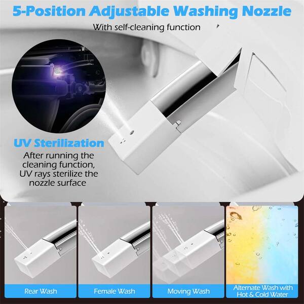 Costway Smart Elongated Bidet Toilet with 4-Level Heating & Auto Functions