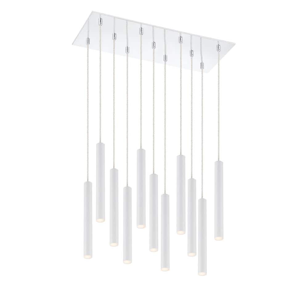 Forest 5 W 11 Light Chrome Integrated LED Shaded Chandelier with Matte Whit