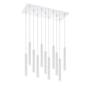 Forest 5 W 11 Light Chrome Integrated LED Shaded Chandelier with Matte White Steel Shade