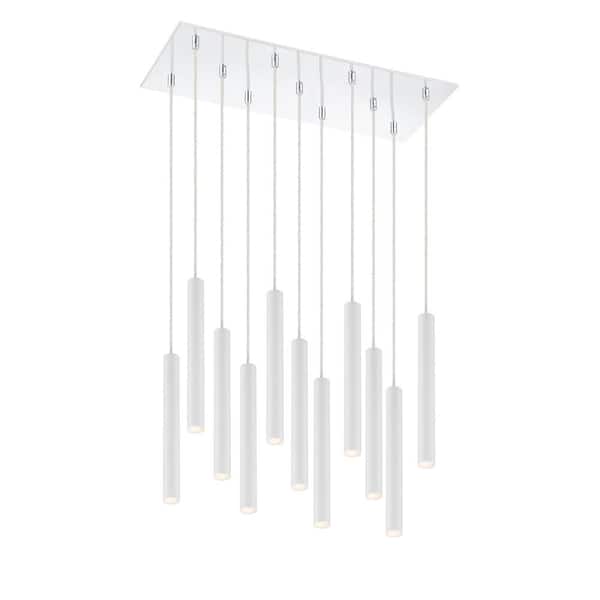 Unbranded Forest 5 W 11 Light Chrome Integrated LED Shaded Chandelier with Matte White Steel Shade