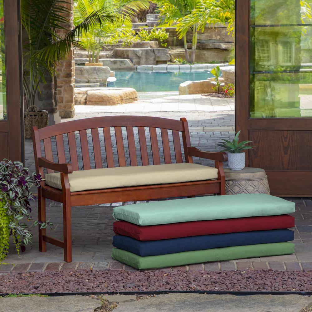 EverLuxe Tan Outdoor Bench Cushion 46" Weather-Resistant Polyester