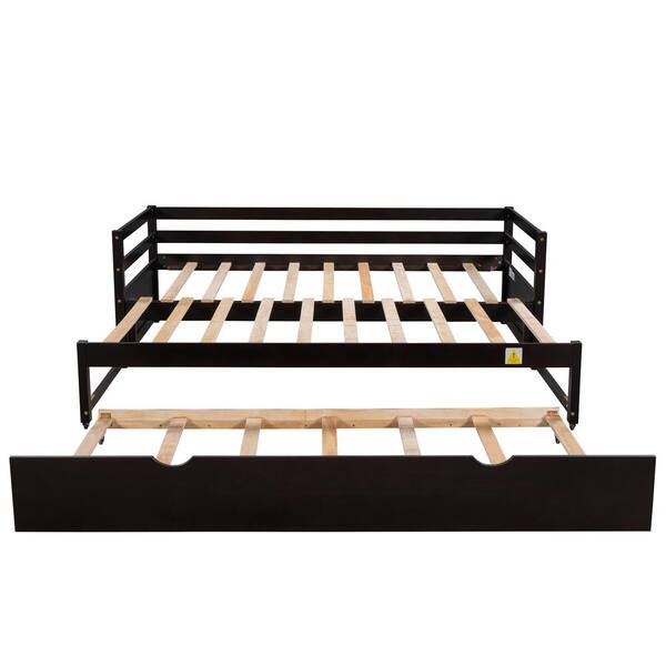 Merax Wooden Daybed Extendable Bed with Trundle Sofa Bed for Bedroom