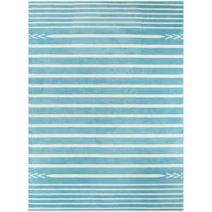 Cameron Striped Teal 8 ft. x 10 ft. Area Rug