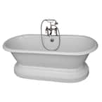 5.6 ft. Cast Iron Double Roll Top Tub in White with Brushed Nickel Accessories