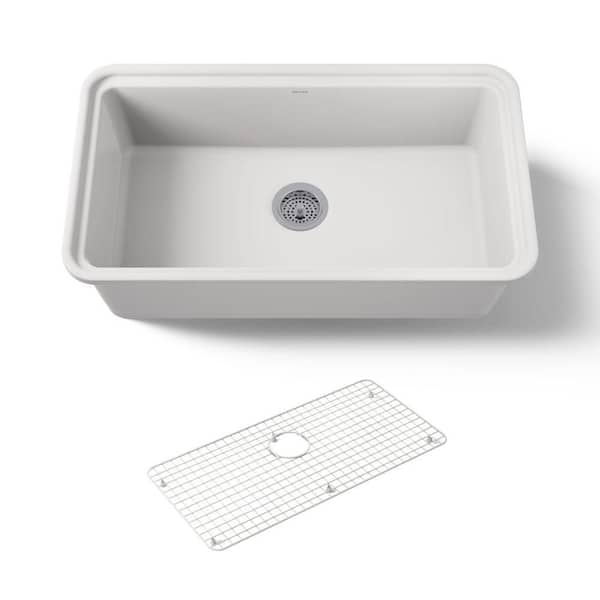 Audrine 33 In. Undermount Single Bowl Fireclay Kitchen Sink In White