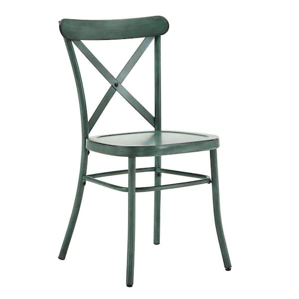 HomeSullivan Antique Sage Finish Metal Dining Chair (Set of 2)