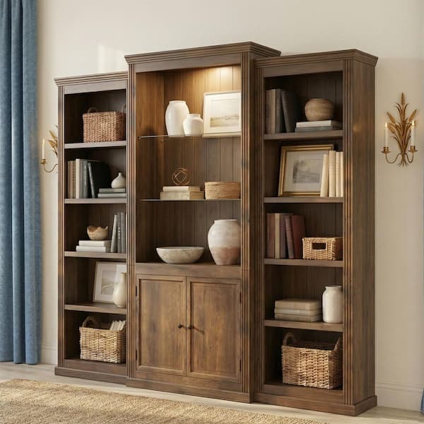 Harper & Bright Designs Brown 78.75 in. Tall 3-Piece Wood Standard ...