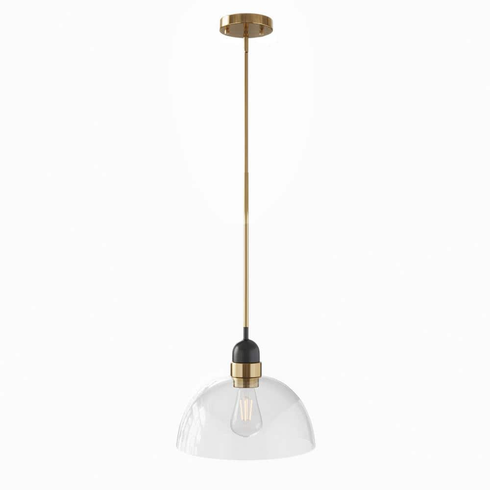 aiwen 60-Watt 1-Light Bronze Farmhouse Island Pendant Light Adjustable Hanging Light with Clear Glass Shade