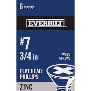 #7 x 3/4 in. Phillips Flat Head Zinc Plated Wood Screw (6-Pack)