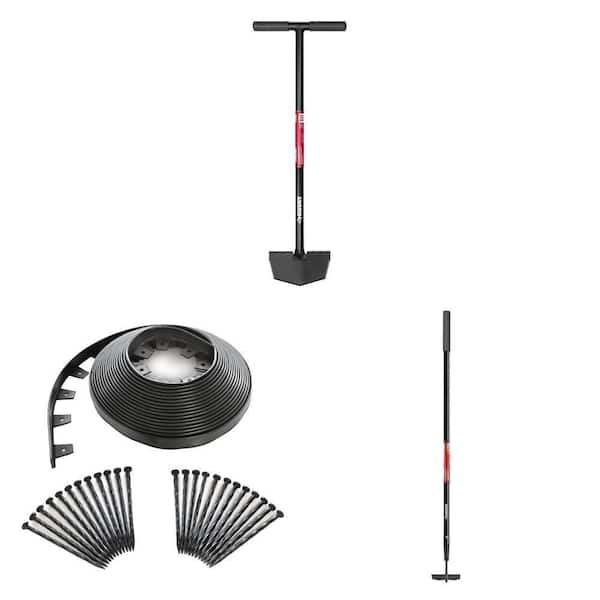 34 in. T-Handle Edger, 60 ft. No-Dig Landscape Edging Kit, and 51 in. Garden Hoe