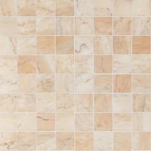 Portugal Rosa 11.73 in. x 11.73 in. Honed Marble Floor and Wall Mosaic Tile (0.95 sq. ft./Each)