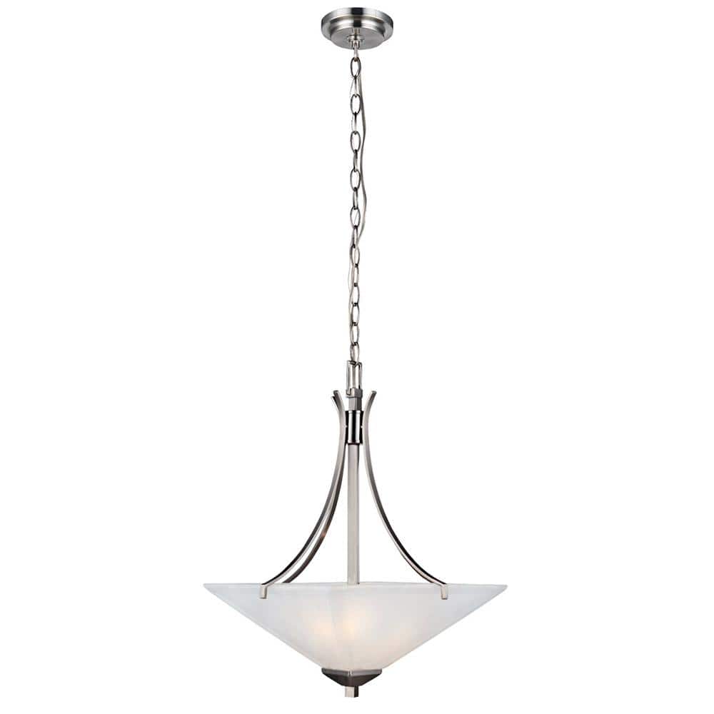 Torino Satin Nickel Pendant Light with Frosted Glass Shade