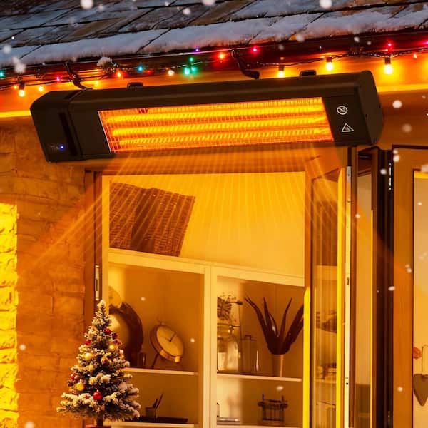 1500-Watt Black Electric Carbon Infrared Space Heater Indoor Outdoor Patio Garage Wall Mount with Remote