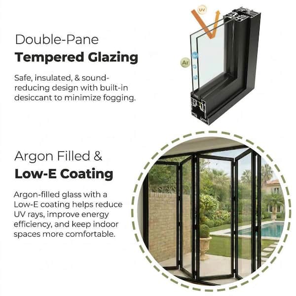 ATVIO 96 in. x 96 in. Matte Black Left To Right Out-Swing Thermal