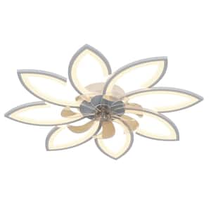 35 in. Dimmable LED Flush Mount Low Profile Ceiling Fan Light with Remote Control, 6 Gear, Reversible Motor