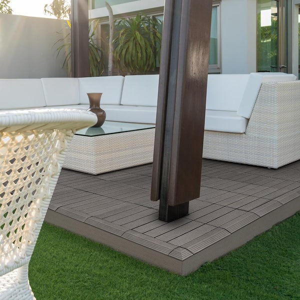 3 in. x 3 in. Composite Deck Tile Corner Trim in Slate (4-Pieces Per Box)