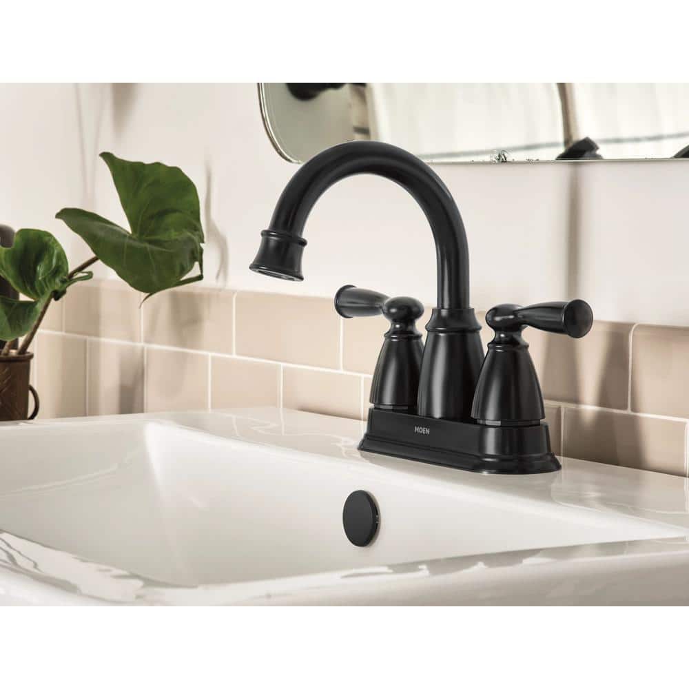 Matte Black High Arc Double Handle Centerset Bathroom Faucet