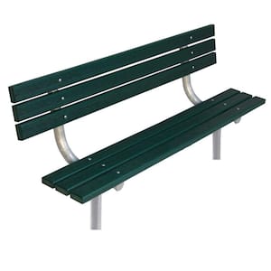 6 ft. Green Commercial Park In-Ground Recycled Plastic Bench with Back