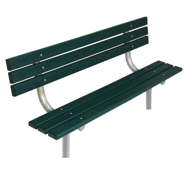Ultra Play 6 ft. Green Commercial Park In-Ground Recycled Plastic Bench with Back