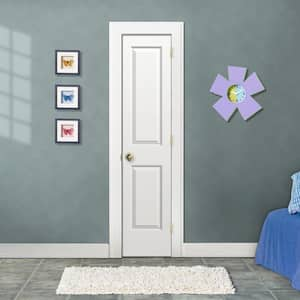 18 in. x 80 in. 2 Panel Cambridge Primed Smooth Solid Core Molded Composite MDF Interior Door Slab