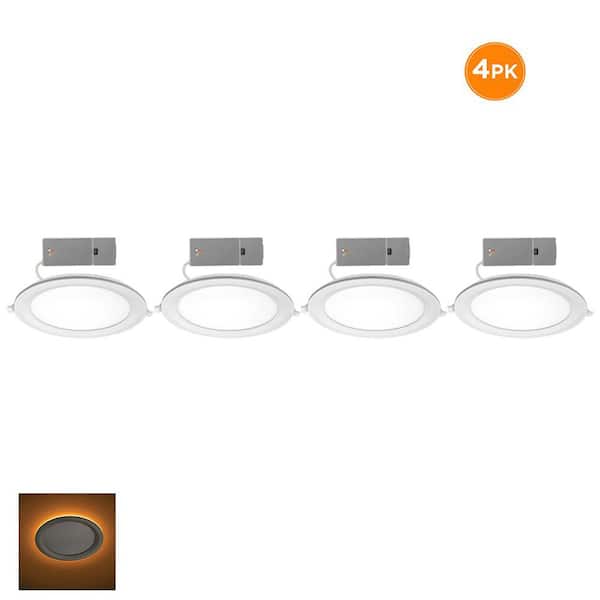 8 in. Canless Adjustable CCT Integrated LED Recessed Light Trim Night Light 1800lms New Construction Remodel (4-Pack)