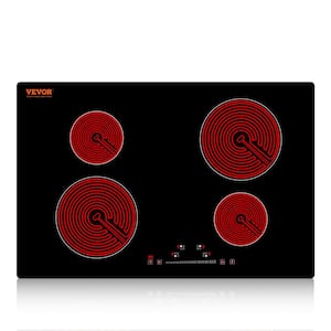 Built in Electric Stove Top 24 in. 4 Burners Glass Radiant Cooktop with Sensor Touch Control, Timer and Child Lock,Black