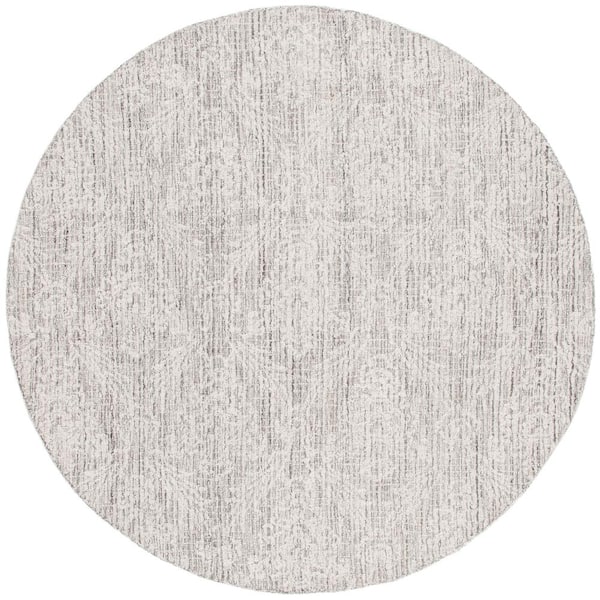 SAFAVIEH Ebony Gray/Ivory 6 ft. x 6 ft. Diamond Round Area Rug