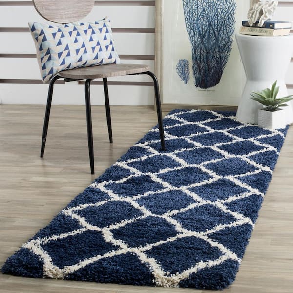 Hudson 2 ft. x 14 ft. Navy/Ivory Geometric Runner Rug