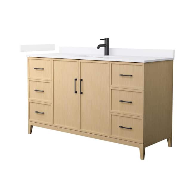 Elan 60 in. W x 22 in. D x 35 in. H Single Bath Vanity in White Oak with White Quartz Top
