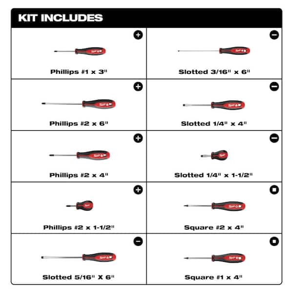 Screwdriver Set with Fastback Folding Utility Knife with Blade Storage and Compact Folding Utility Knife (12-Piece)