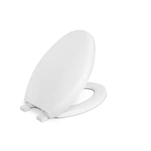 Elongated Closed Front Toilet Seat in . White with Slow Close and Wrap Over Cover