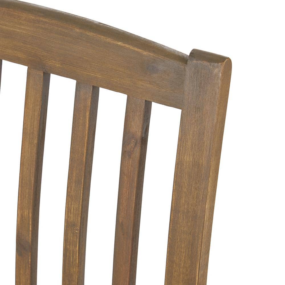 Gray Acacia Wood 5-Piece Patio Dining Set with Cushions