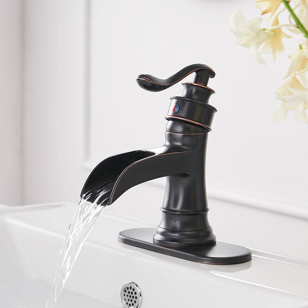 Oil Rubbed Bronze Single-Handle Waterfall Bathroom Faucet