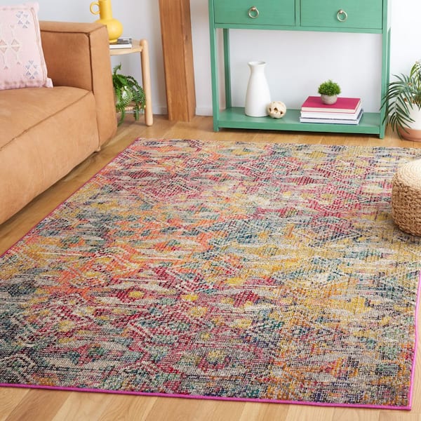 Monaco 4 ft. x 6 ft. Multi Distressed Geometric Area Rug