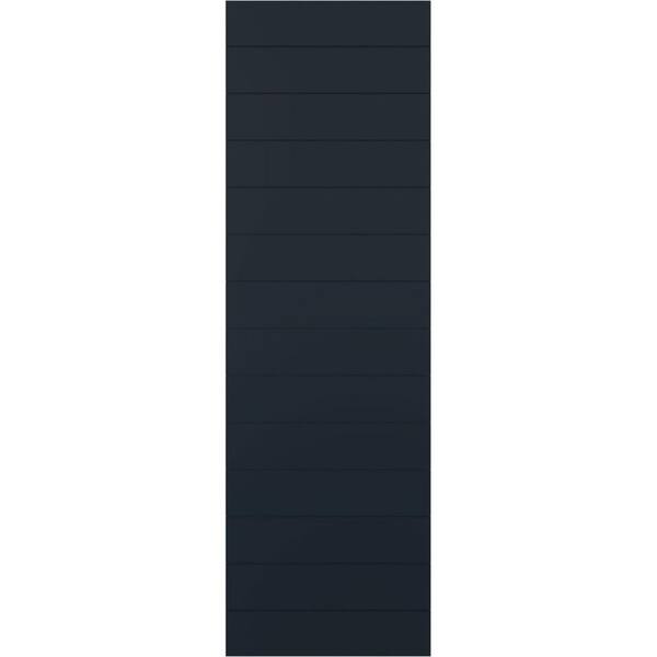 Ekena Millwork 12 in. x 67 in. PVC Horizontal Slat Modern Style Fixed Mount Board and Batten Shutters Pair in Starless Night Blue