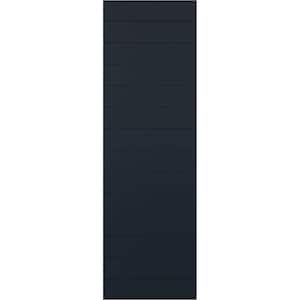 15 in. x 25 in. PVC Horizontal Slat Modern Style Fixed Mount Board and Batten Shutters Pair in Starless Night Blue