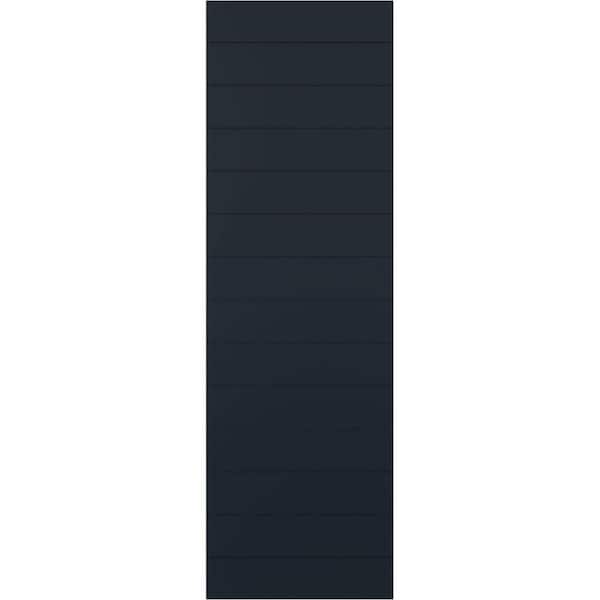 Ekena Millwork 15 in. x 25 in. PVC Horizontal Slat Modern Style Fixed Mount Board and Batten Shutters Pair in Starless Night Blue