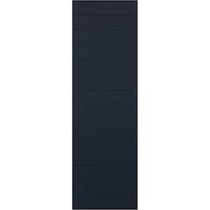 15 in. x 29 in. PVC Horizontal Slat Modern Style Fixed Mount Board and Batten Shutters Pair in Starless Night Blue