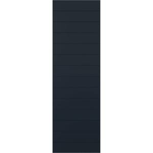 18 in. x 25 in. PVC Horizontal Slat Modern Style Fixed Mount Board and Batten Shutters Pair in Starless Night Blue