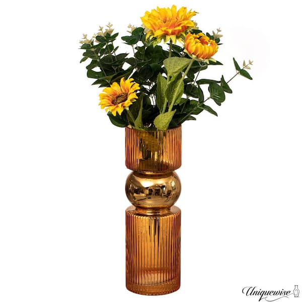 Uniquewise 12 in. Decorative Orange Tall Glass Vase - Modern Minimalist Decor for Parties, and Special Events.